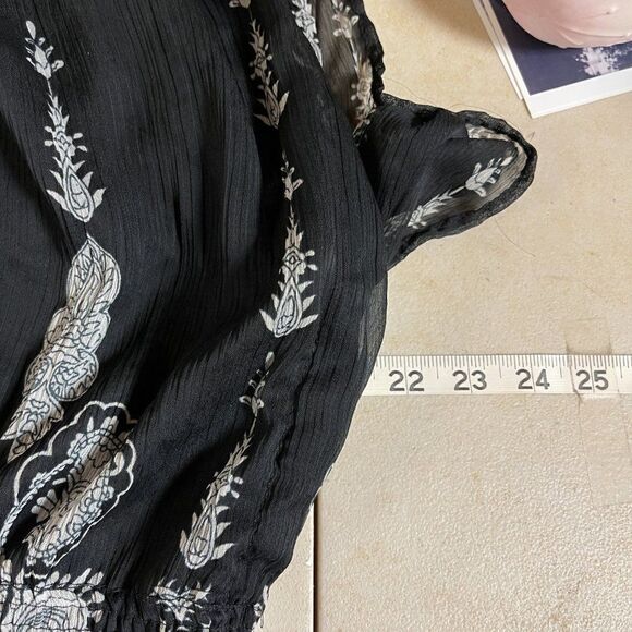MPH Flowy Blouse Boho Black White Small - Picture 9 of 11